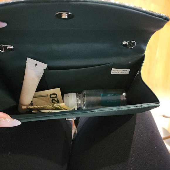 Evening Clutch Crossbody Bag Green Purse Wedding Handbag Party Prom Bridal Gift - Picture 8 of 10